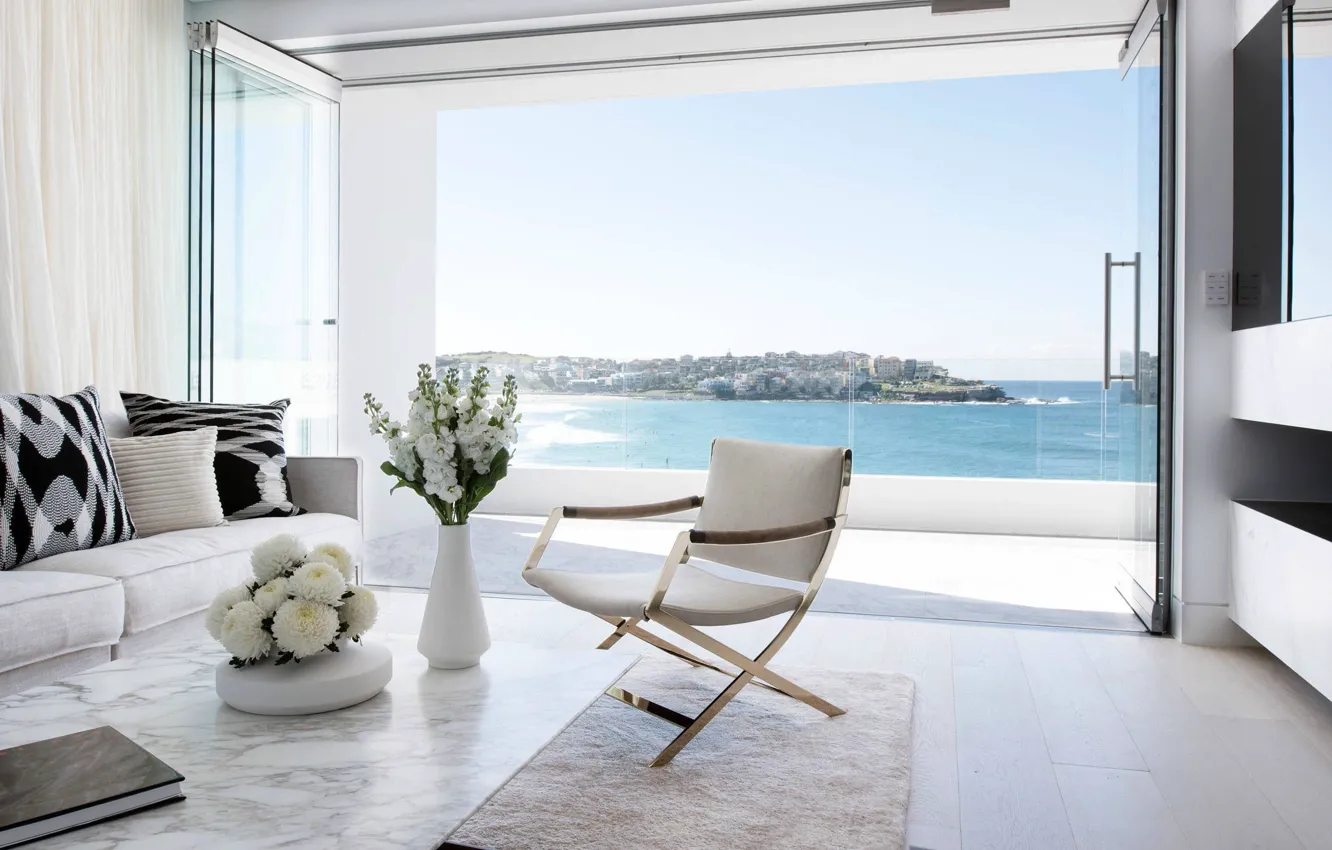 Photo wallpaper room, interior, light, living room, view of the Bay, Bondi Apartment, by Trend Constructions group