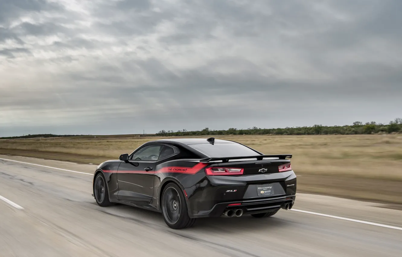 Photo wallpaper road, rear view, Camaro, Hennessey, Hennessey Chevrolet Camaro ZL1 The Exorcist, Chevrolet