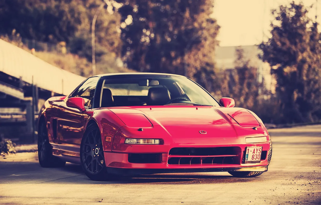 Photo wallpaper red, front, Honda, acura, honda nsx, Acura