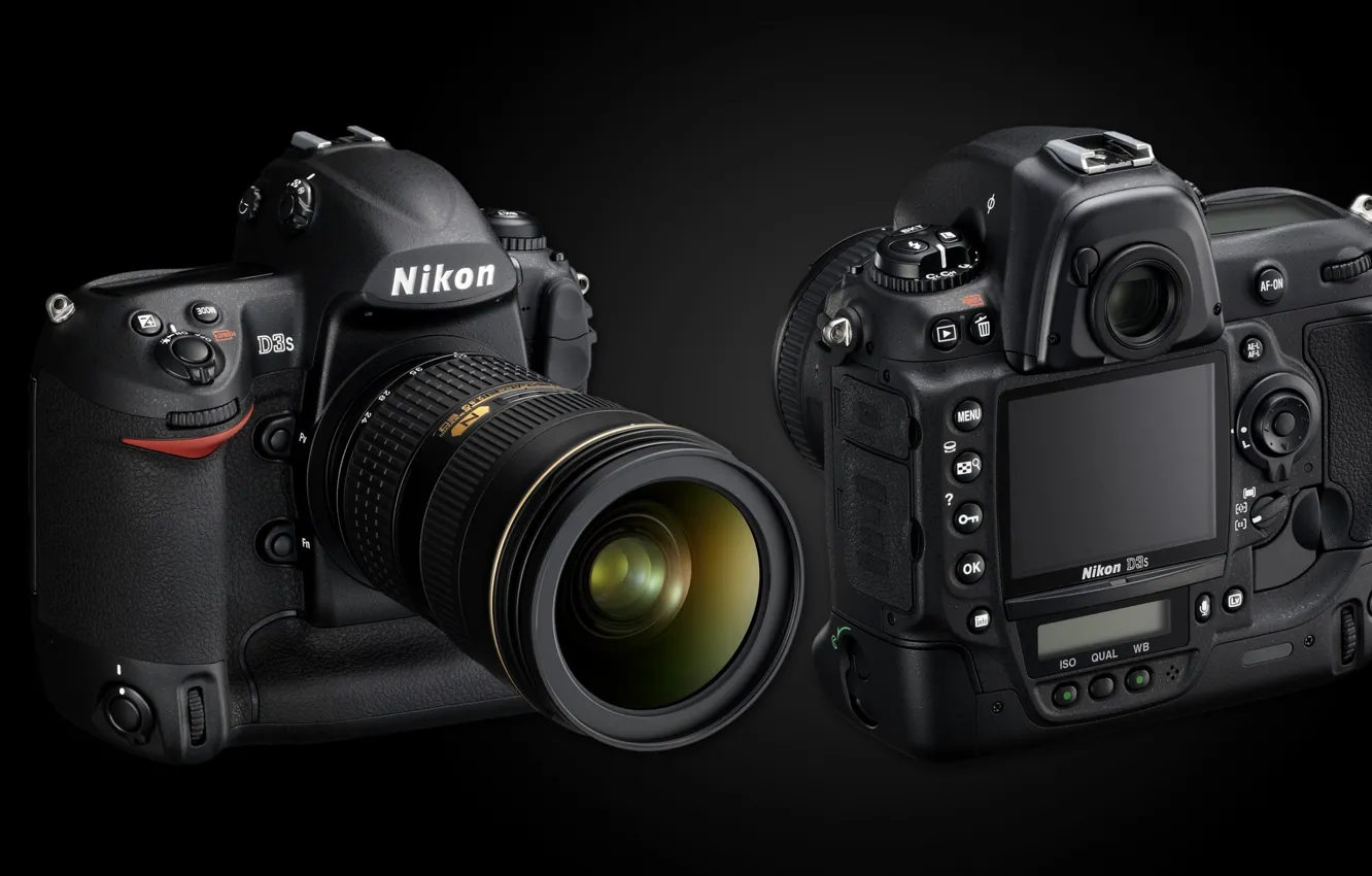 Photo wallpaper display, lens, NIKON D3s, SLR camera