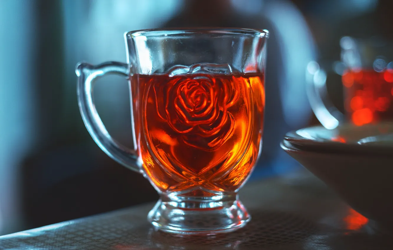 Photo wallpaper macro, glass, drink