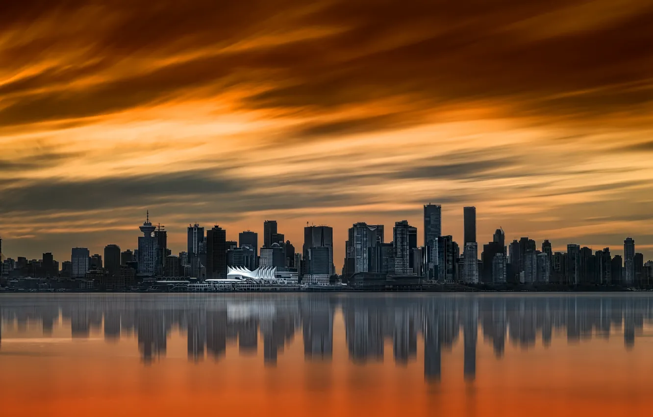 Photo wallpaper sunset, the city, Vancouver