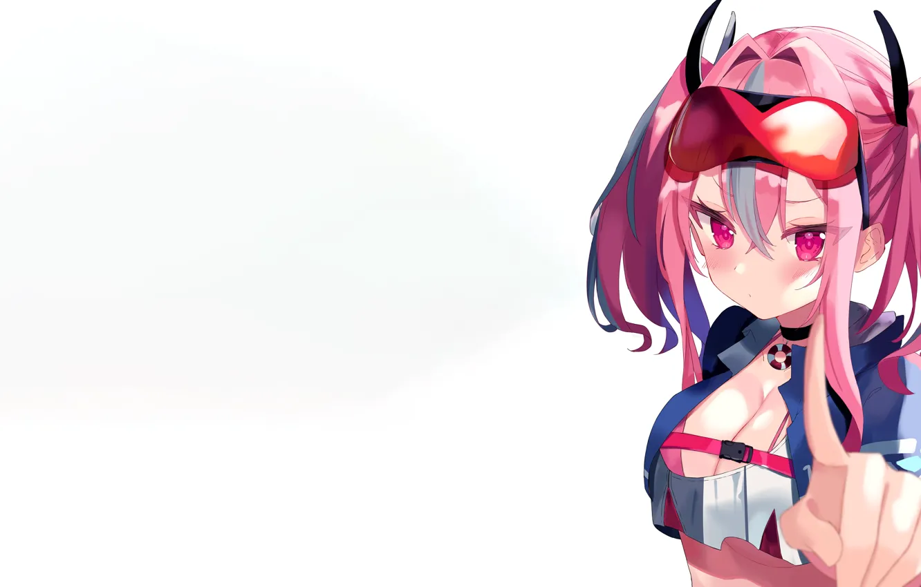 Photo wallpaper girl, sexy, cleavage, blouse, pink hair, boobs, anime, beautiful