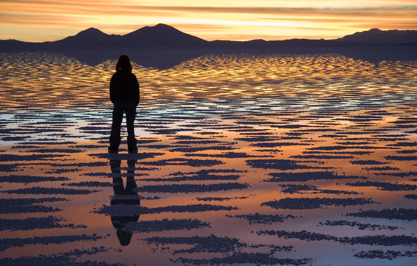 Photo wallpaper sunset, nature, lake