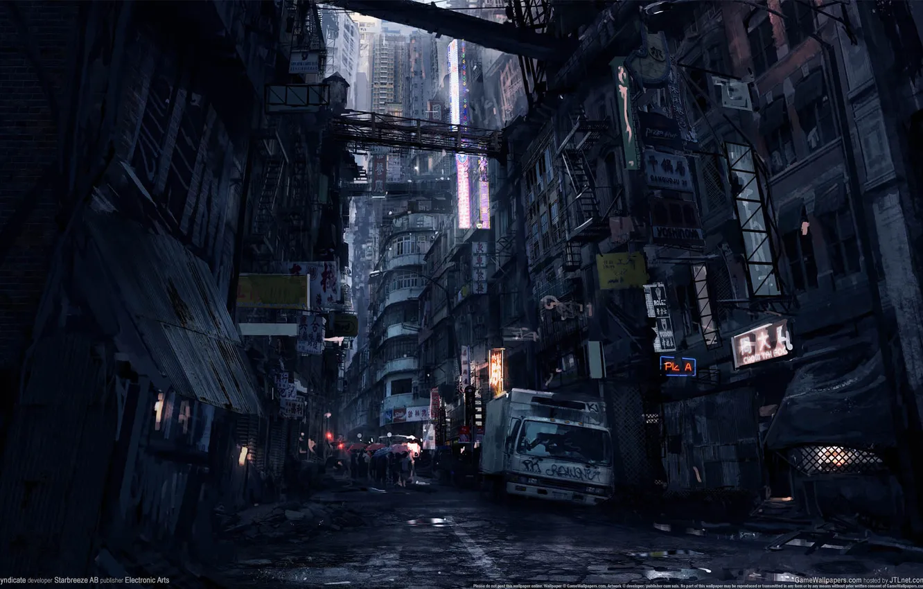 Photo wallpaper night, the city, street, people, Syndicate, slums