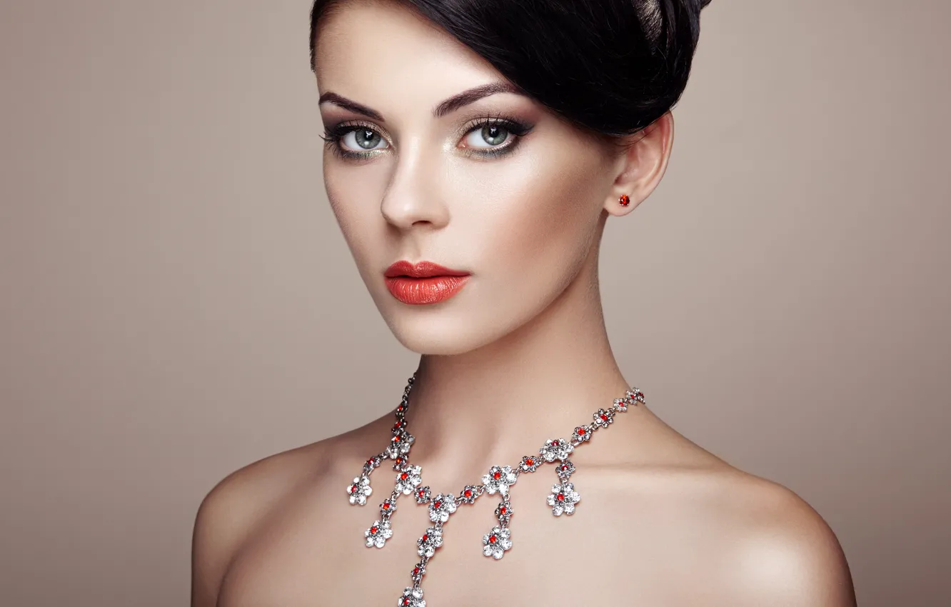 Photo wallpaper girl, style, model, makeup, hairstyle, necklace, Oleg Gekman