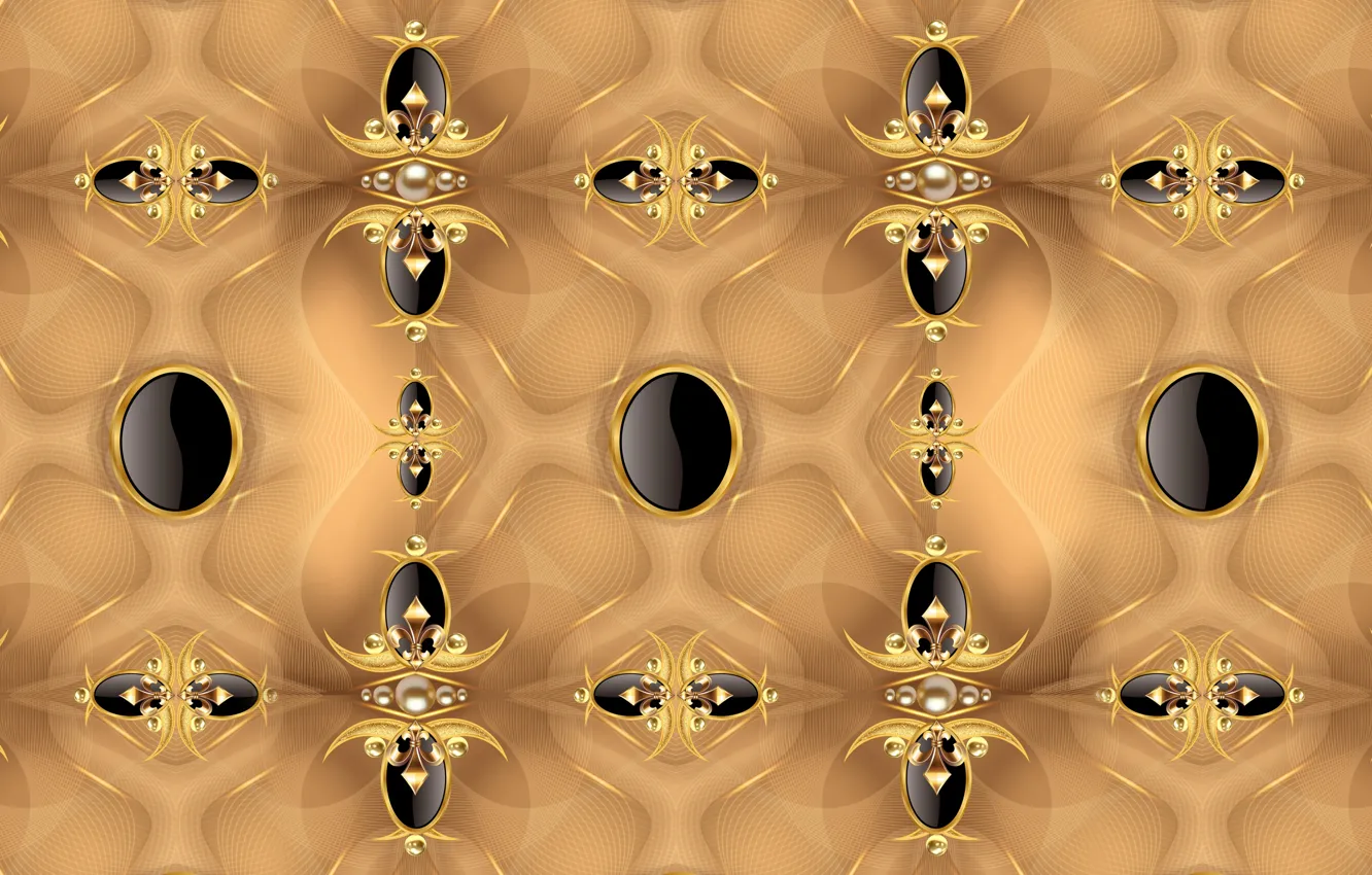 Photo wallpaper gold, black, design, pattern