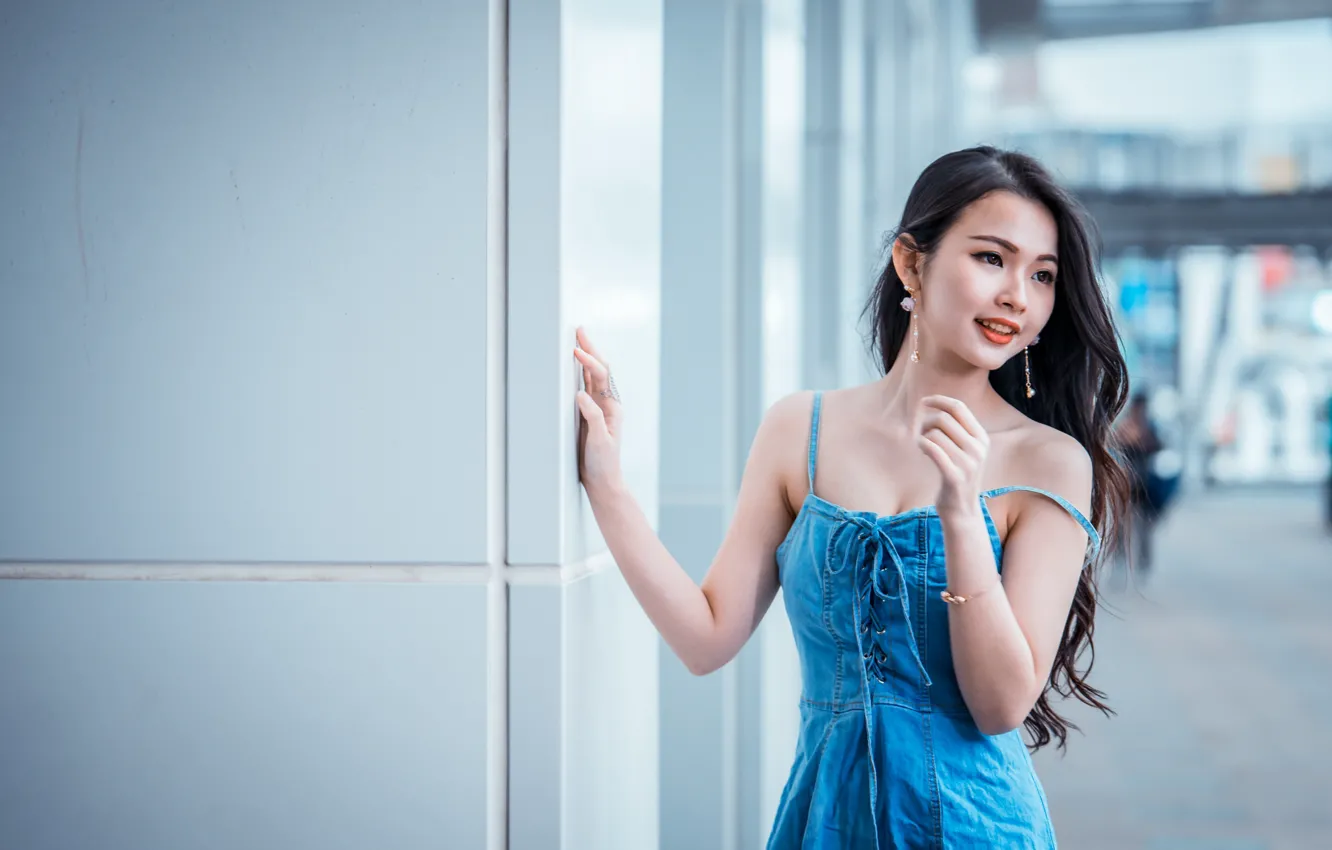 Photo wallpaper girl, pose, Asian, cutie