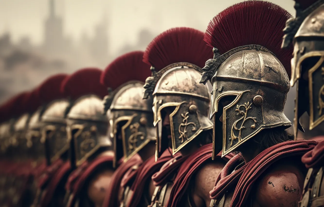 Photo wallpaper warrior, helmet, male, the Romans, digital art, AI art, The Art of Artificial Intelligence, Ancient …