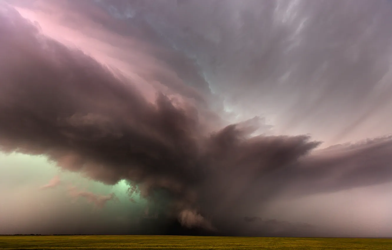 Photo wallpaper field, storm, nature, element, storm