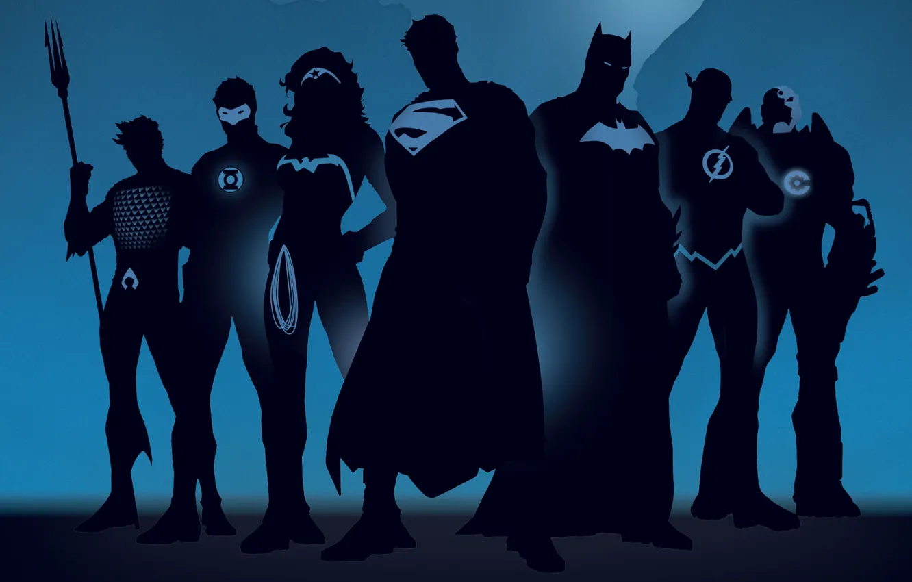 Photo wallpaper silhouettes, comics, superheroes