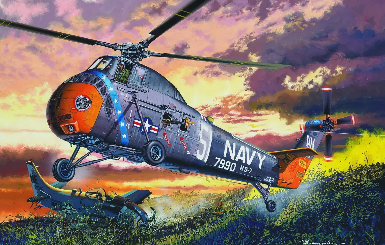 Photo wallpaper USA, Helicopter, Transport helicopter, S-58/H-34, Sikorsky H-34