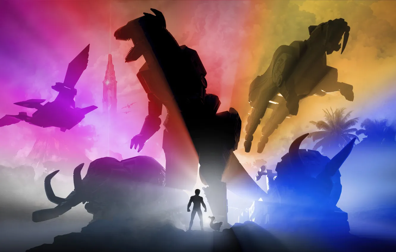 Photo wallpaper colorful, games, Power Rangers, Ark: Survival Ascended