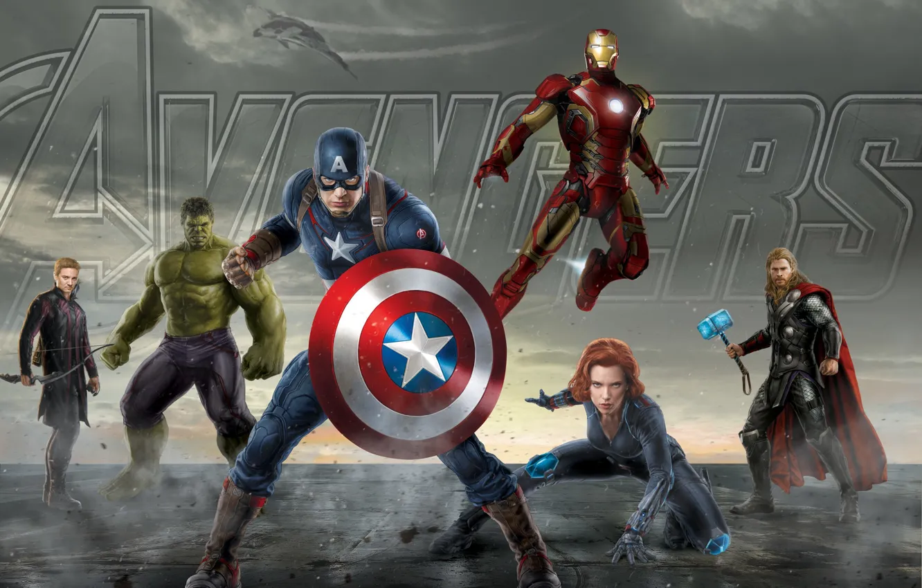 Photo wallpaper iron man, Hulk, Captain America, Thor, The Avengers, Avengers, Black widow, Hawkeye