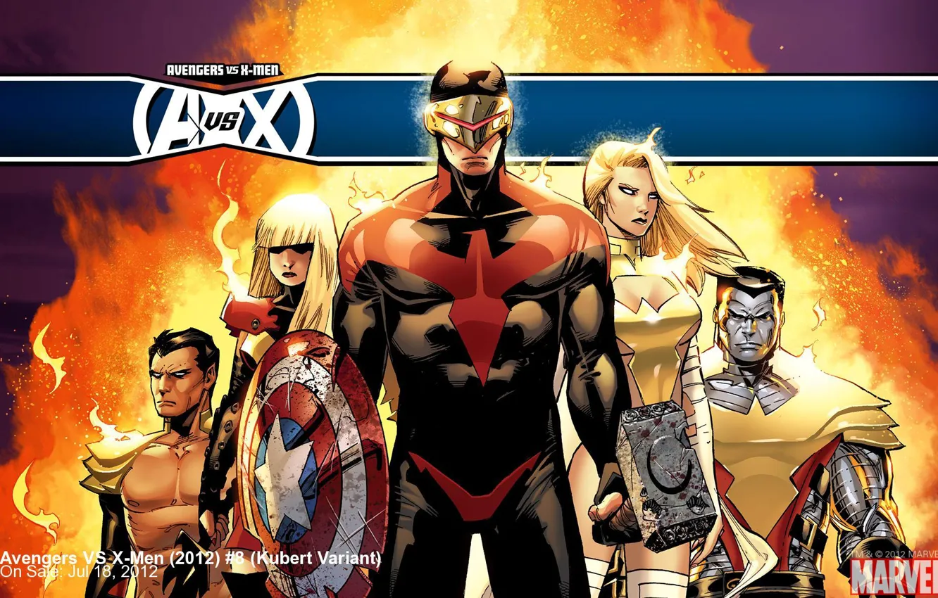 Photo wallpaper mutants, comic, superheroes, colossus, cyclops, emma frost, Avengers vs X-Men, X-Men