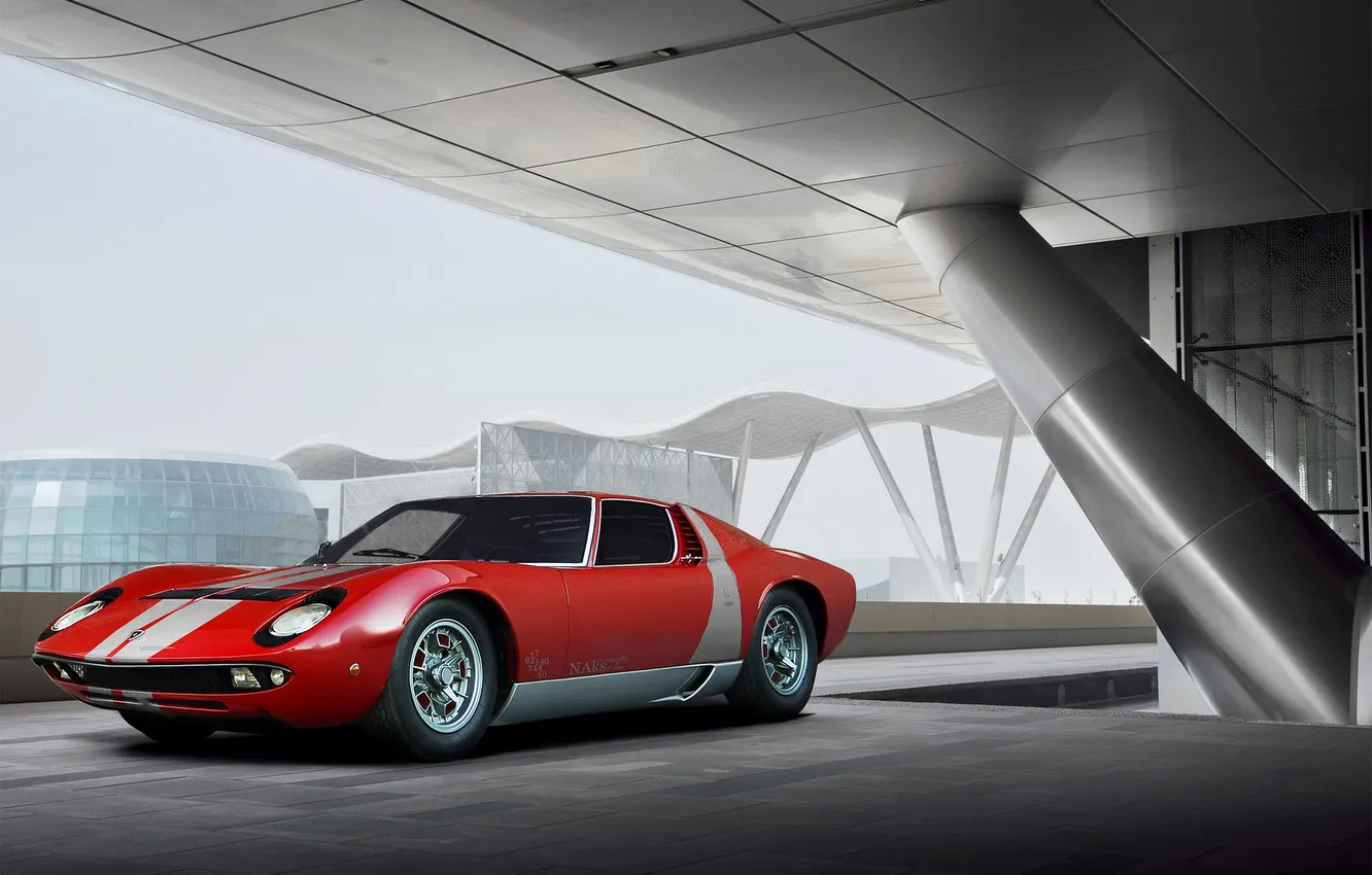 Photo wallpaper Lamborghini, red, Front, Miura, Aksyonov Nikita Andreevich