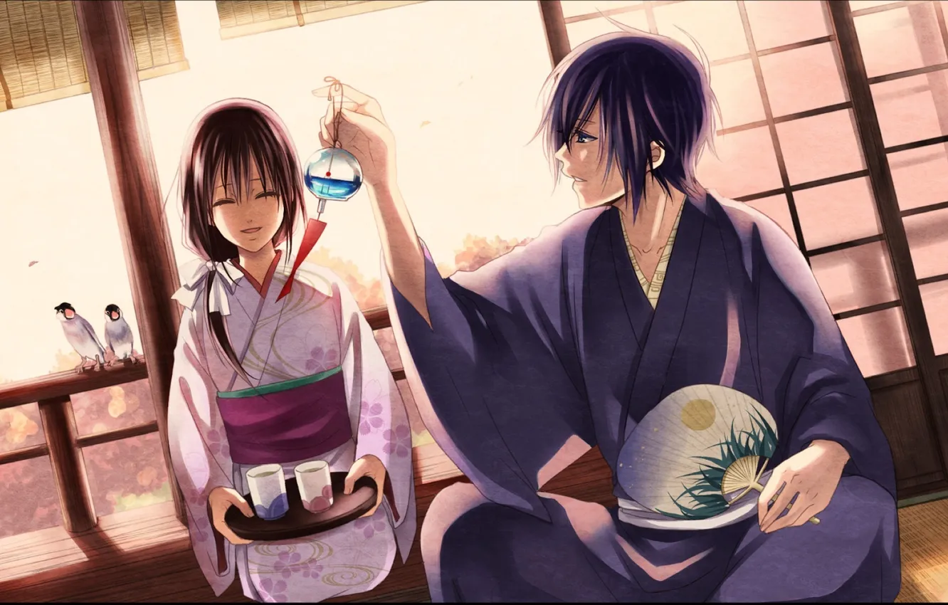 Photo wallpaper girl, tea, toy, laughter, fan, mug, drink, guy