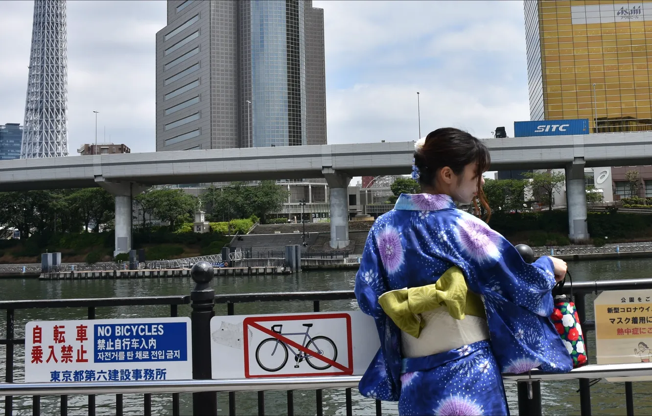 Photo wallpaper City, Tokyo, bridge, ladies, information, good lack