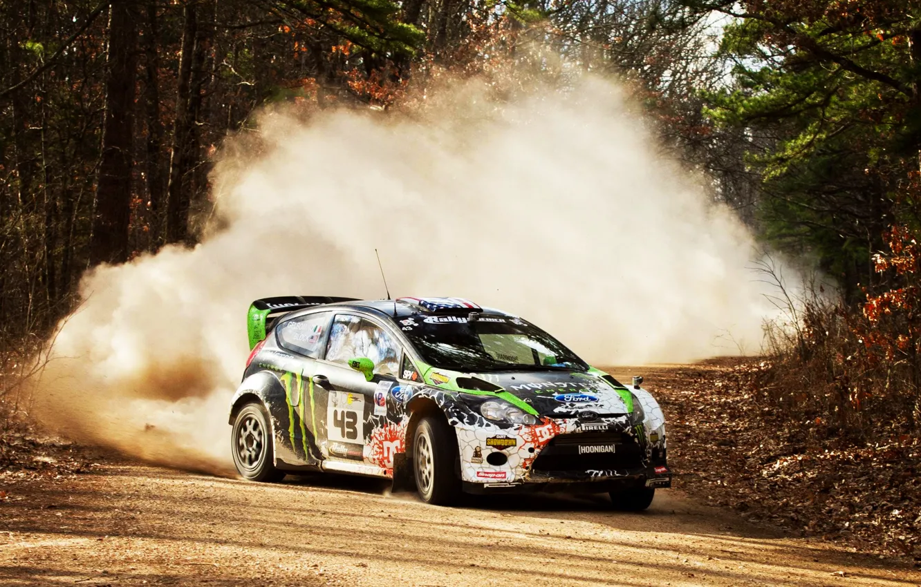 Photo wallpaper Stones, Drift, 2012, Dirt, rally, WRC, Showdown, Ford Fiesta