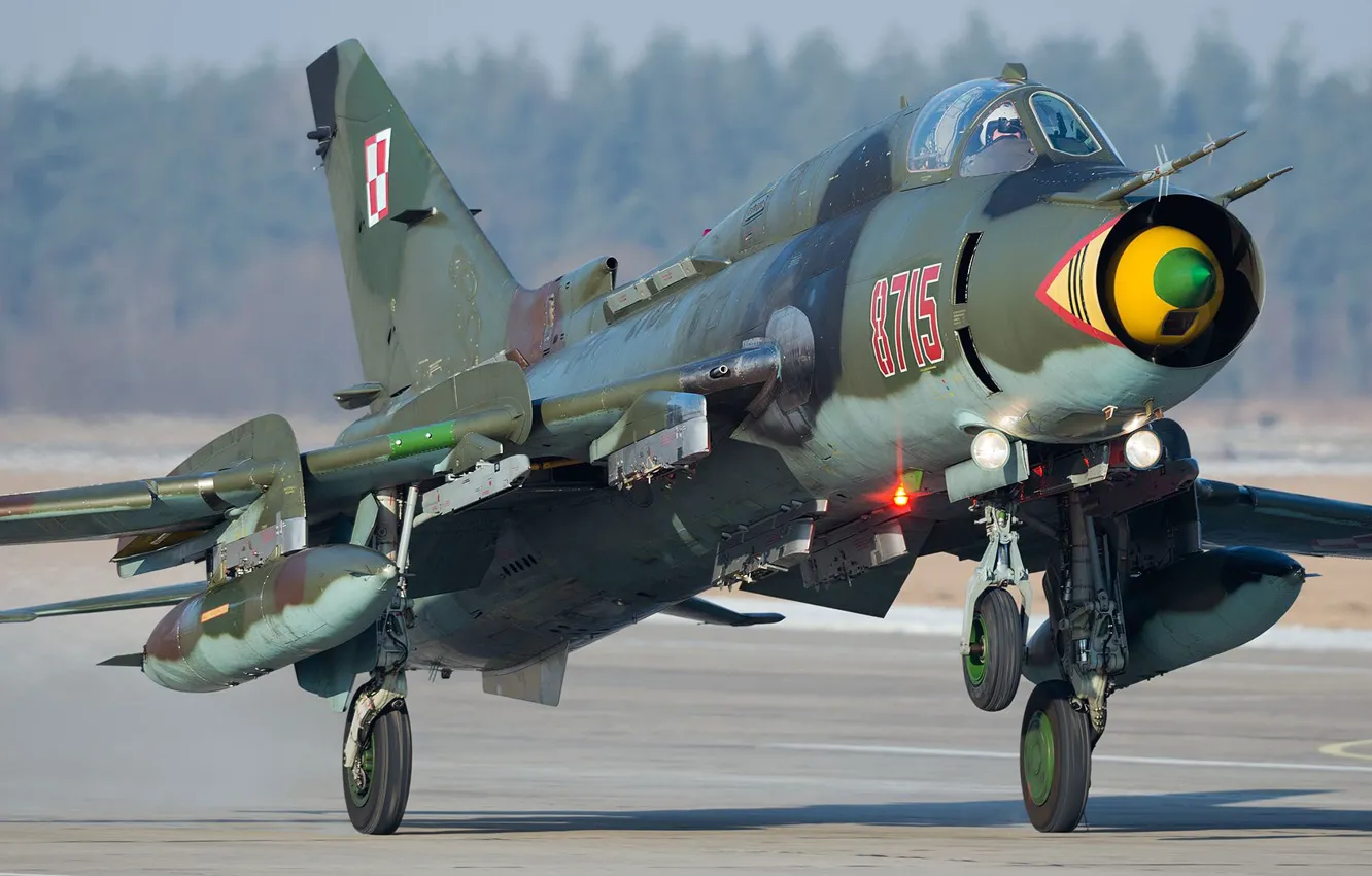 Photo wallpaper The rise, Fighter-bomber, WFP, Su-22, Sukhoi Su-22M4, Polish air force, Su-22M4, PTB