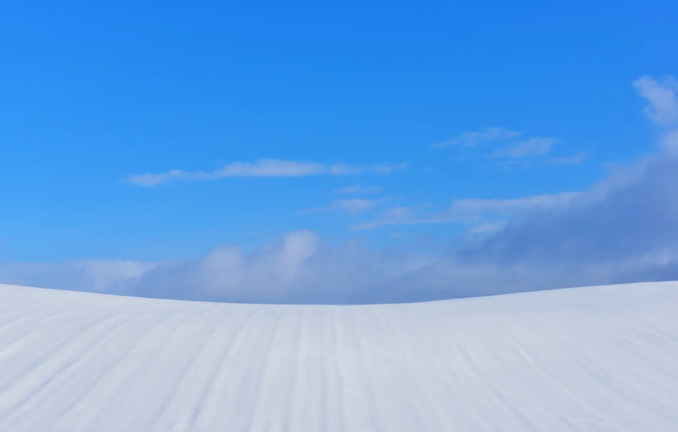 Photo wallpaper winter, the sky, clouds, snow, hill