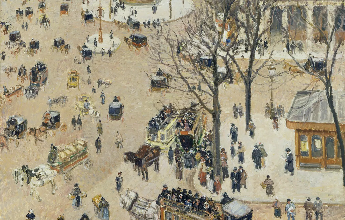 Photo wallpaper picture, the urban landscape, Camille Pissarro, Place Du Théâtre Français