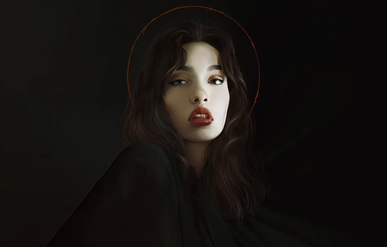 Photo wallpaper look, girl, face, style, background, figure, minimalism, brunette