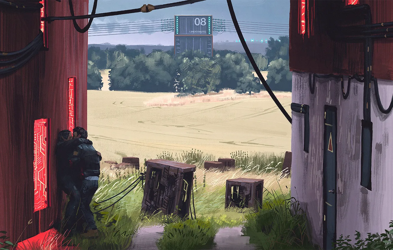 Photo wallpaper field, girl, love, guy, summerlove