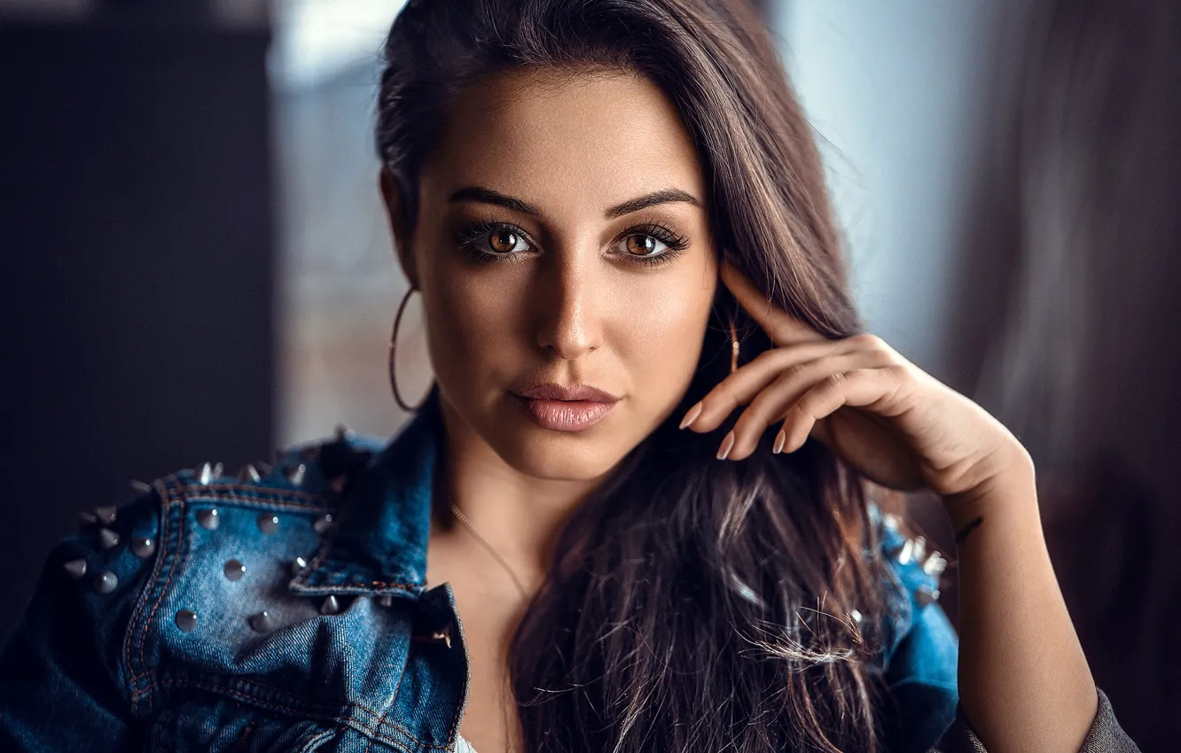 Photo wallpaper look, pose, model, portrait, makeup, hairstyle, brown hair, beauty