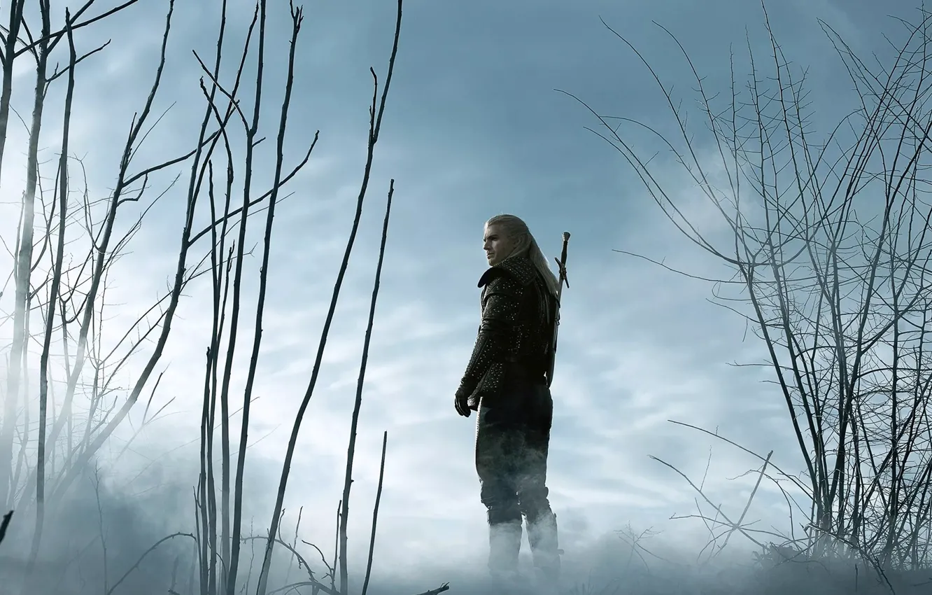 Photo wallpaper look, fog, male, The Witcher, The Witcher, Henry Cavill