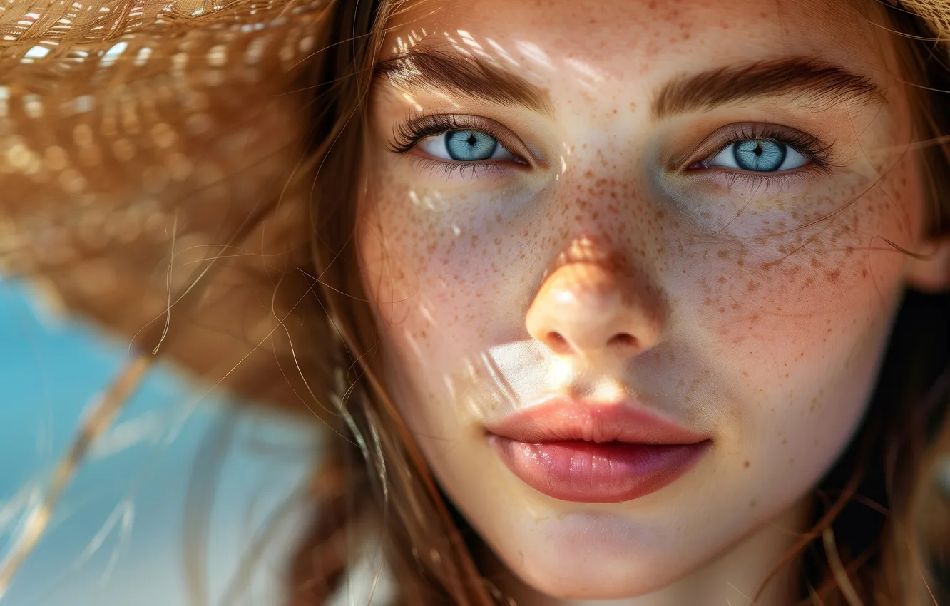 Photo wallpaper summer, look, girl, light, face, smile, portrait, hat