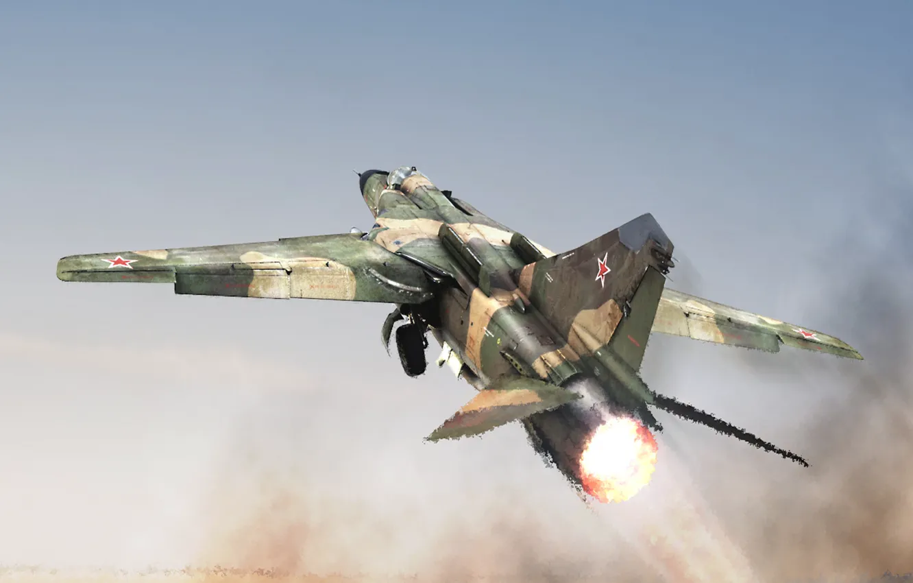 Photo wallpaper heat, the air, the plane, MiG, interceptor