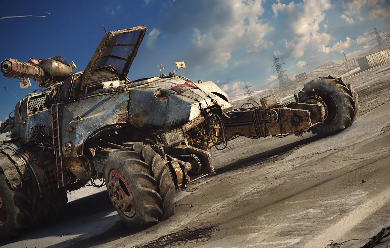 Photo wallpaper machine, rust, gun, armor