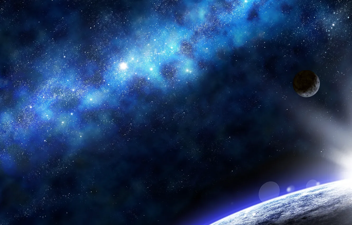Photo wallpaper lights, star, blue, planet, cute, sci fi