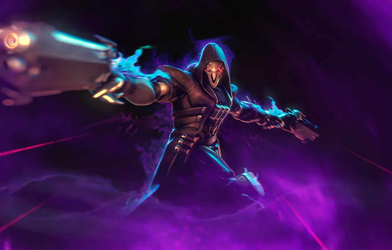 Photo wallpaper death, gun, art, hood, Reaper, Overwatch