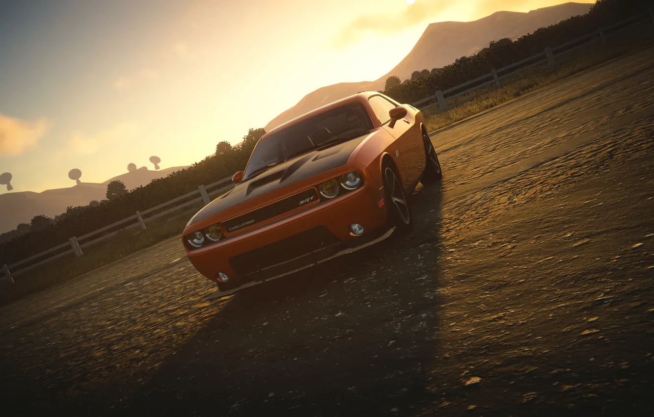 Photo wallpaper Dodge Challenger, The Crew, sun set