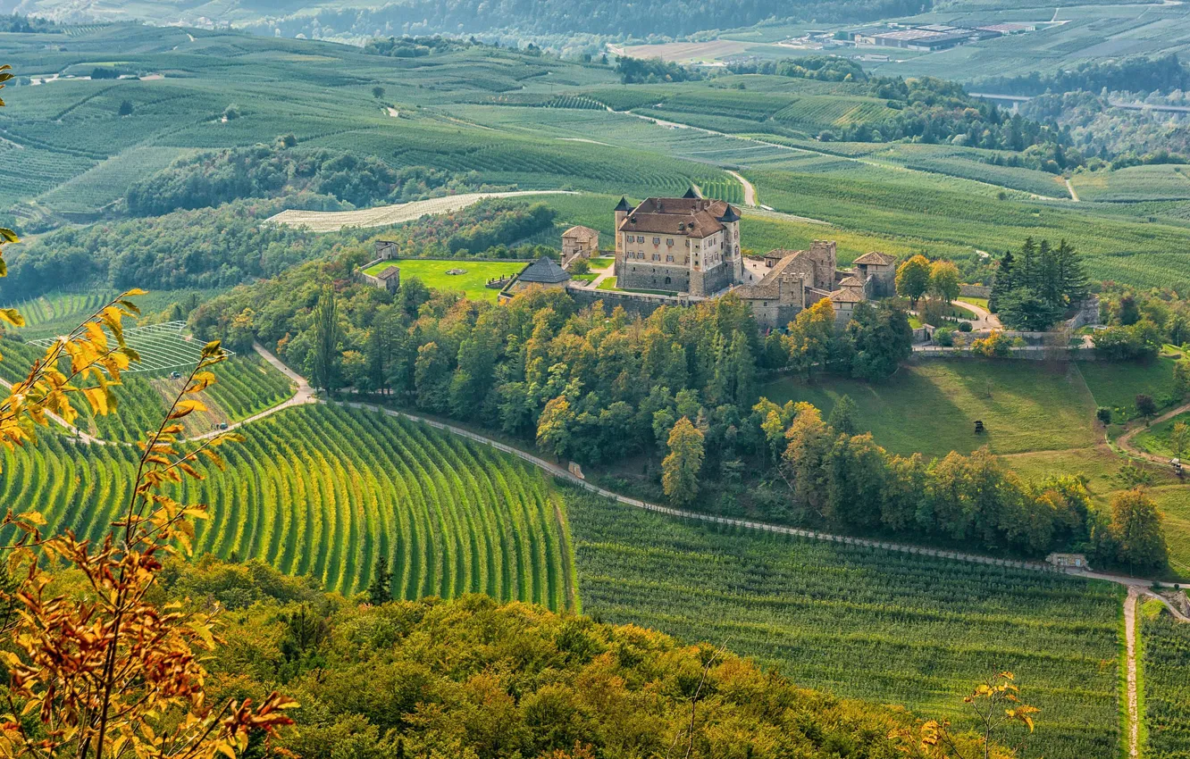 Photo wallpaper castle, Italy, Trentino-Alto Adige, Ital, Castel Thun, Ton