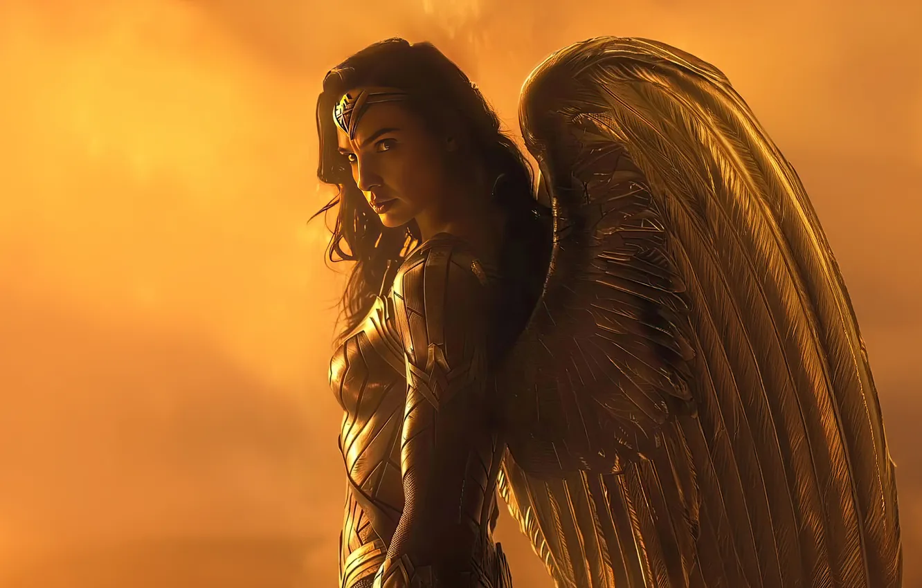 Photo wallpaper face, wonder woman, courage
