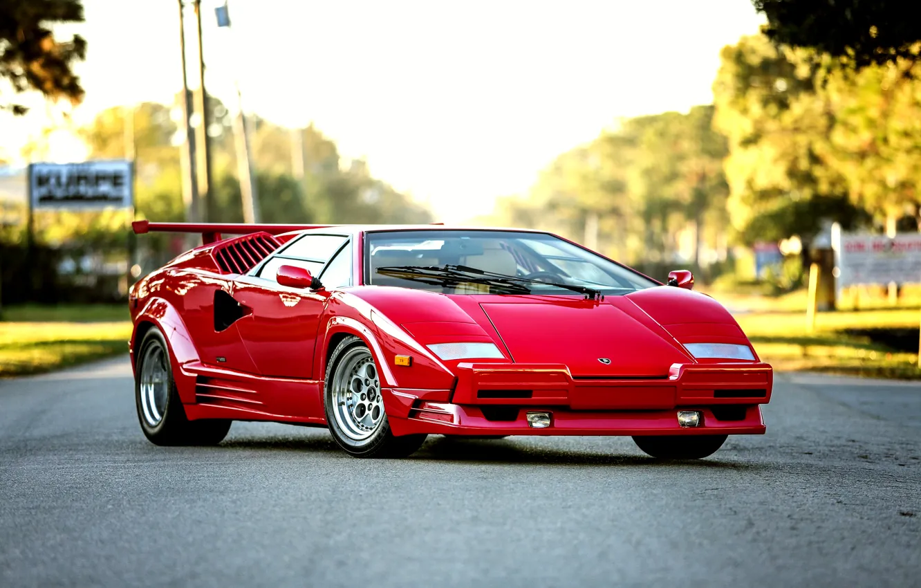 Photo wallpaper Lamborghini, Lamborghini, Countach, 1990, US-spec, Countach, Bertone, 25th Anniversary