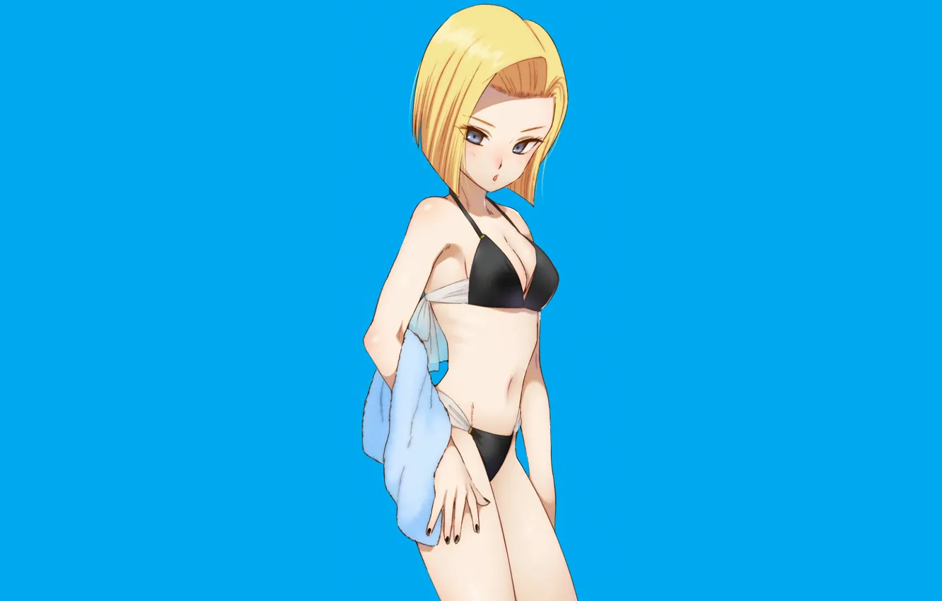 Photo wallpaper girl, sexy, cleavage, boobs, anime, blue eyes, beautiful, short hair