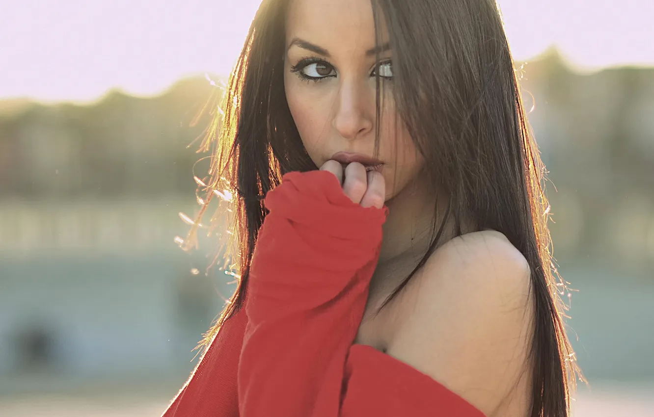 Photo wallpaper look, hair, shoulders, brown-eyed