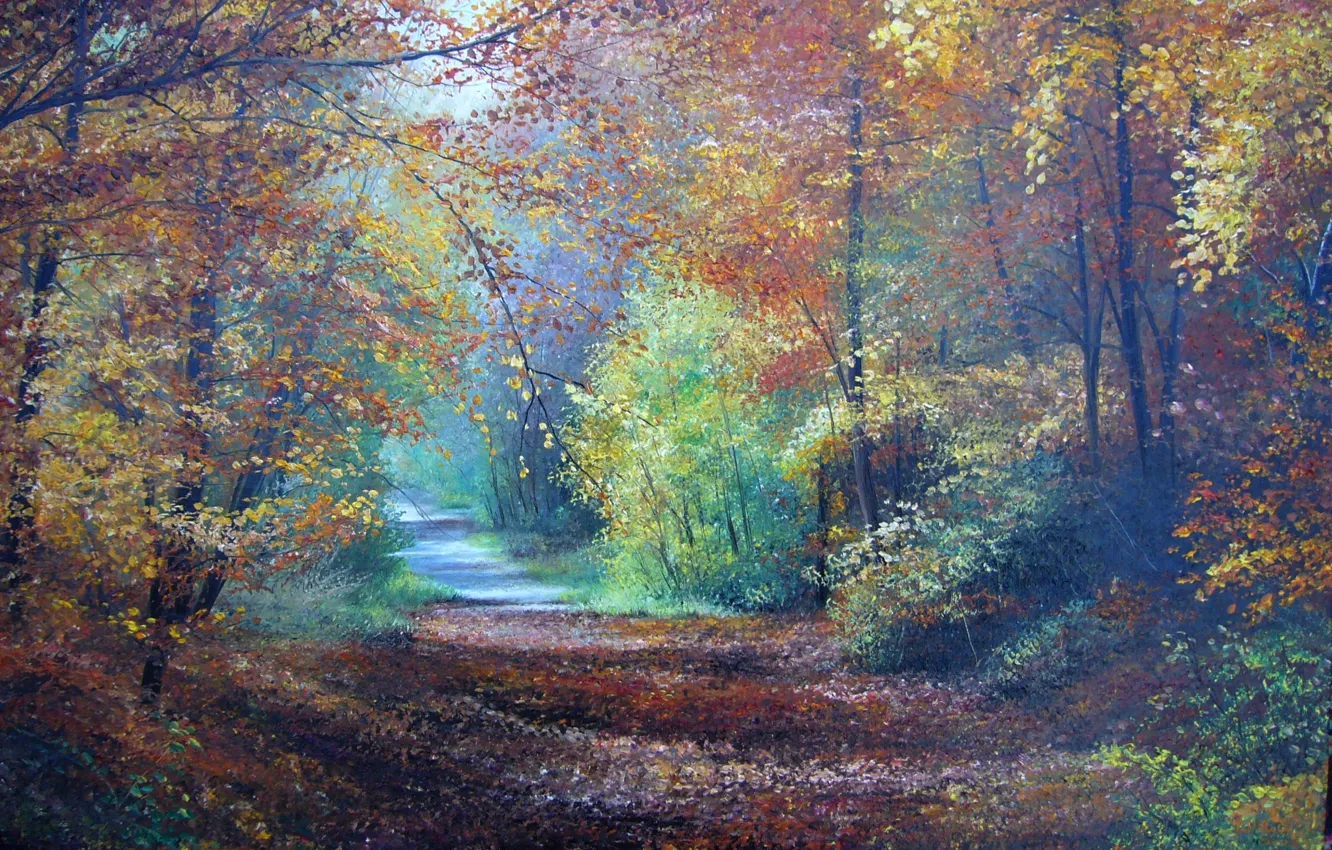 Photo wallpaper oil, picture, canvas, &ampquot;Autumn smile&ampquot;