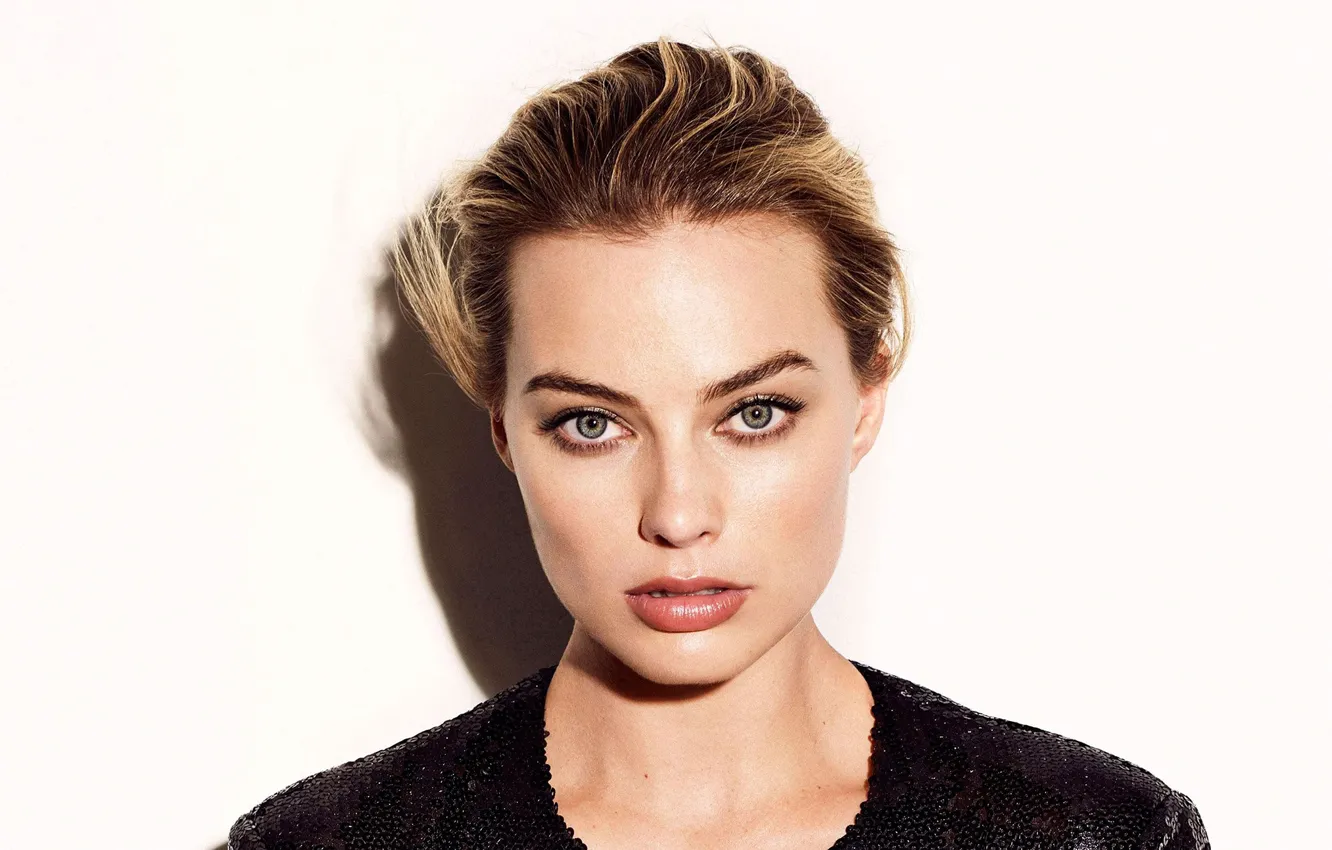 Photo wallpaper look, girl, face, portrait, shadow, Margot Robbie