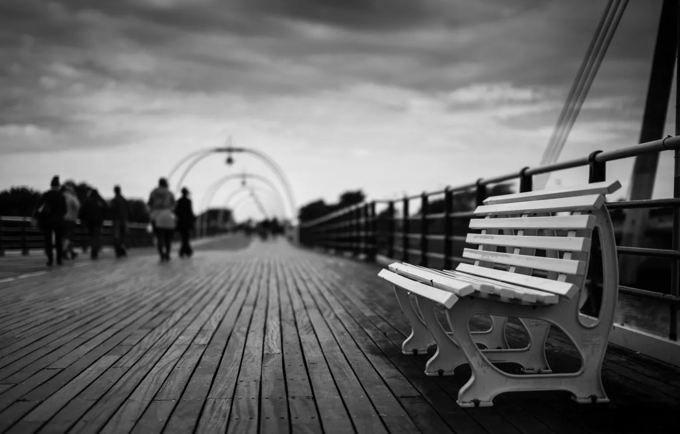 Photo wallpaper bench, background, people, widescreen, Wallpaper, mood, people, shop