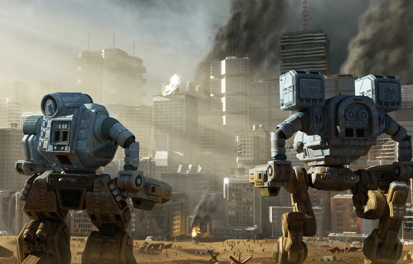 Photo wallpaper the city, robot, megapolis