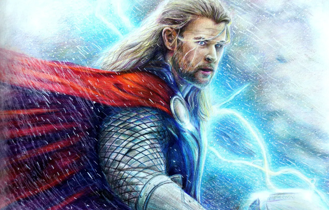 Photo wallpaper God, art, Thor, Chris Hemsworth, Thor: The Dark World