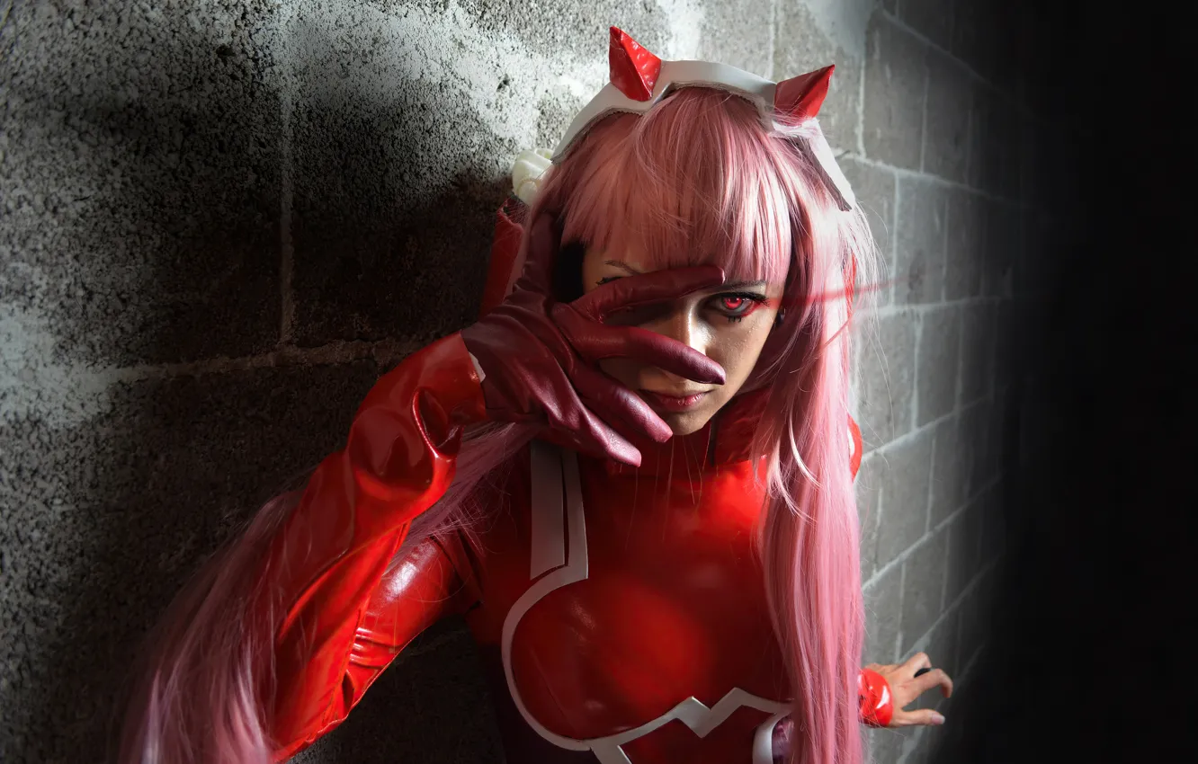 Photo wallpaper look, red eyes, red eyes, cosplay, cosplay, look, the girl at the wall, Girl against …