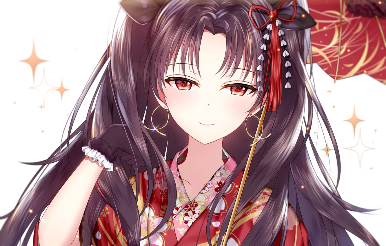 Photo wallpaper girl, umbrella, yukata, Archer, Fate / Grand Order