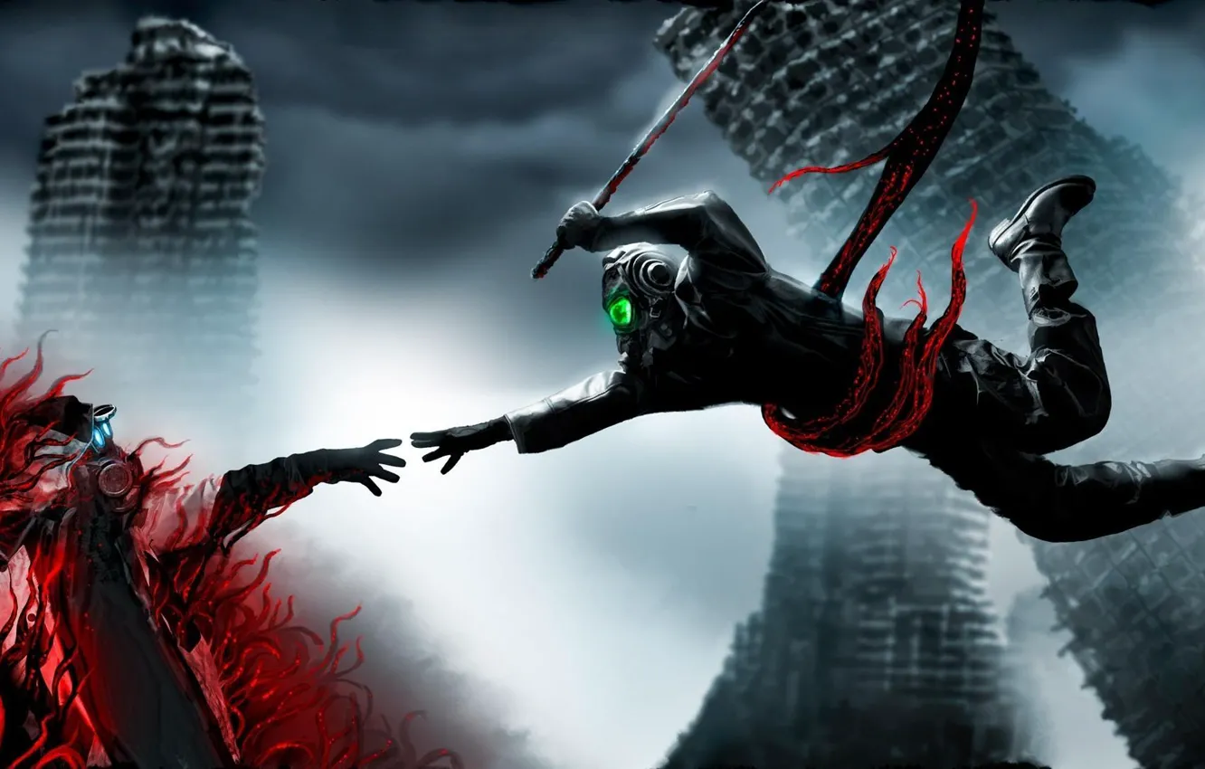 Photo wallpaper art, two, comic, romance of the Apocalypse, romantically apocalyptic