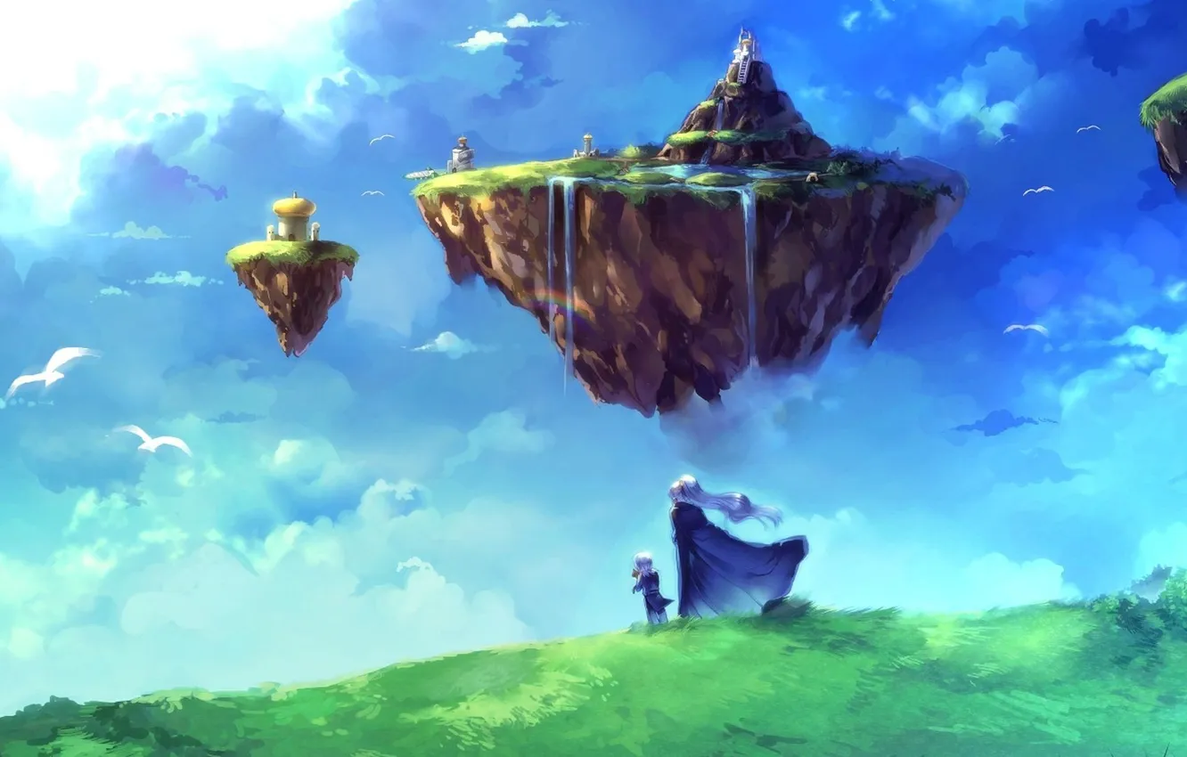 Photo wallpaper fiction, family, the sky.waterfall